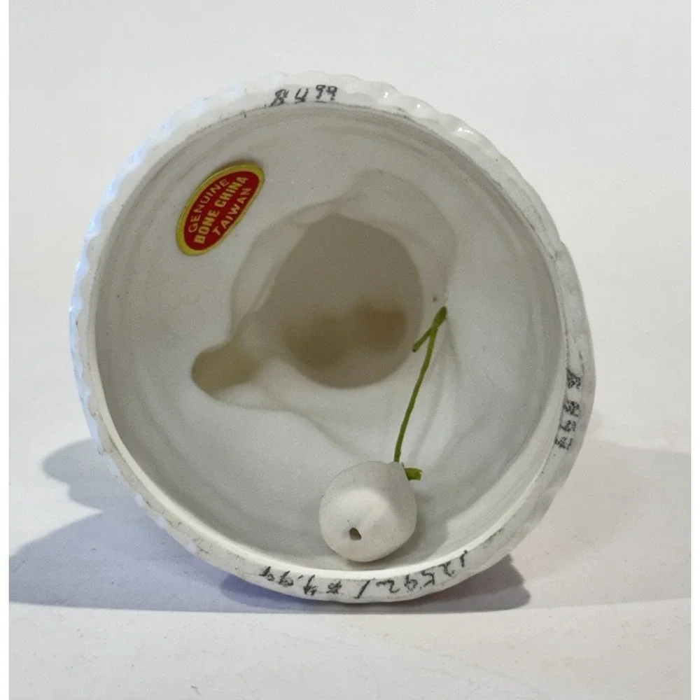 Vintage Bone China Easter Bunny w‎ Egg Bell 3 in Made In Taiwan Seasonal Decor